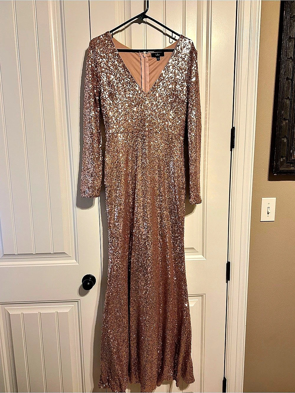 Lulus Capture the Moon Rose Gold Long Sleeve Sequin Maxi Dress Sequin Maxi Dress